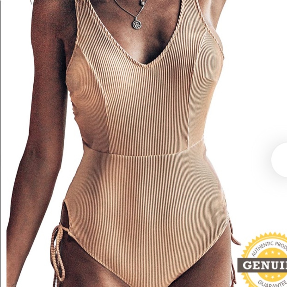 Cupshe women’s pink bow tie shoulder one piece swimsuit size large
